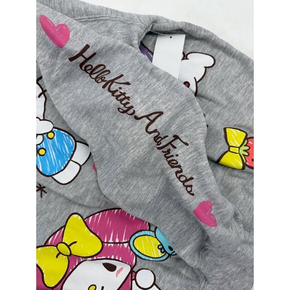 Hello Kitty & Friends Womens L 12-14 Gray Sweatshirt Joggers 2pc Set New - Picture 4 of 7